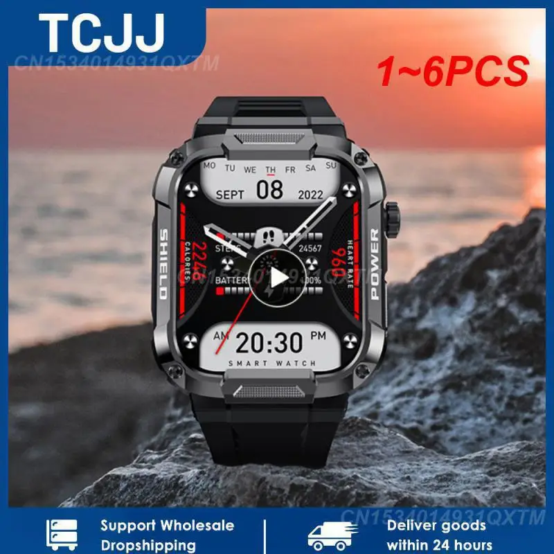 

1 ~ 6 шт. Прочные Военные Смарт-часы для мужчин для Android Ios Ftiness часы Ip68 Водонепроницаемые 1,85 дюйма Смарт-часы с вызовом