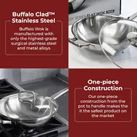 Clad Stainless Steel Wok Pan with Lid Flat Bottom 12 inch (30cm) - Small Stir Frying Pan with Stay-Cool Long Handle - Tr 2