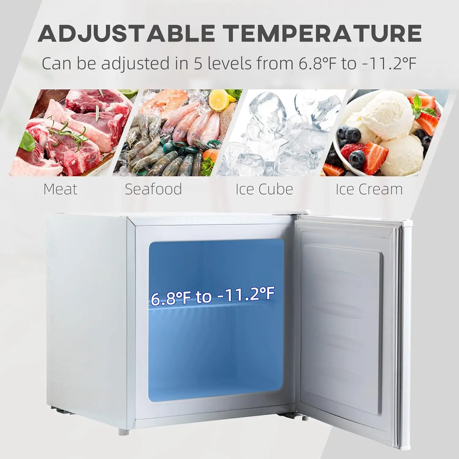 Mini Freezer Countertop, 1.1 Cu.Ft Compact Upright Freezer with Removable Shelves, Reversible Door for Home, Dorm, Apartment and 3