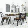 18 Inch Classic Iron Metal Dining Chair with Wood Top/Seat Indoor-Outdoor Use Chic Dining Bistro Cafe Side Barstool 2