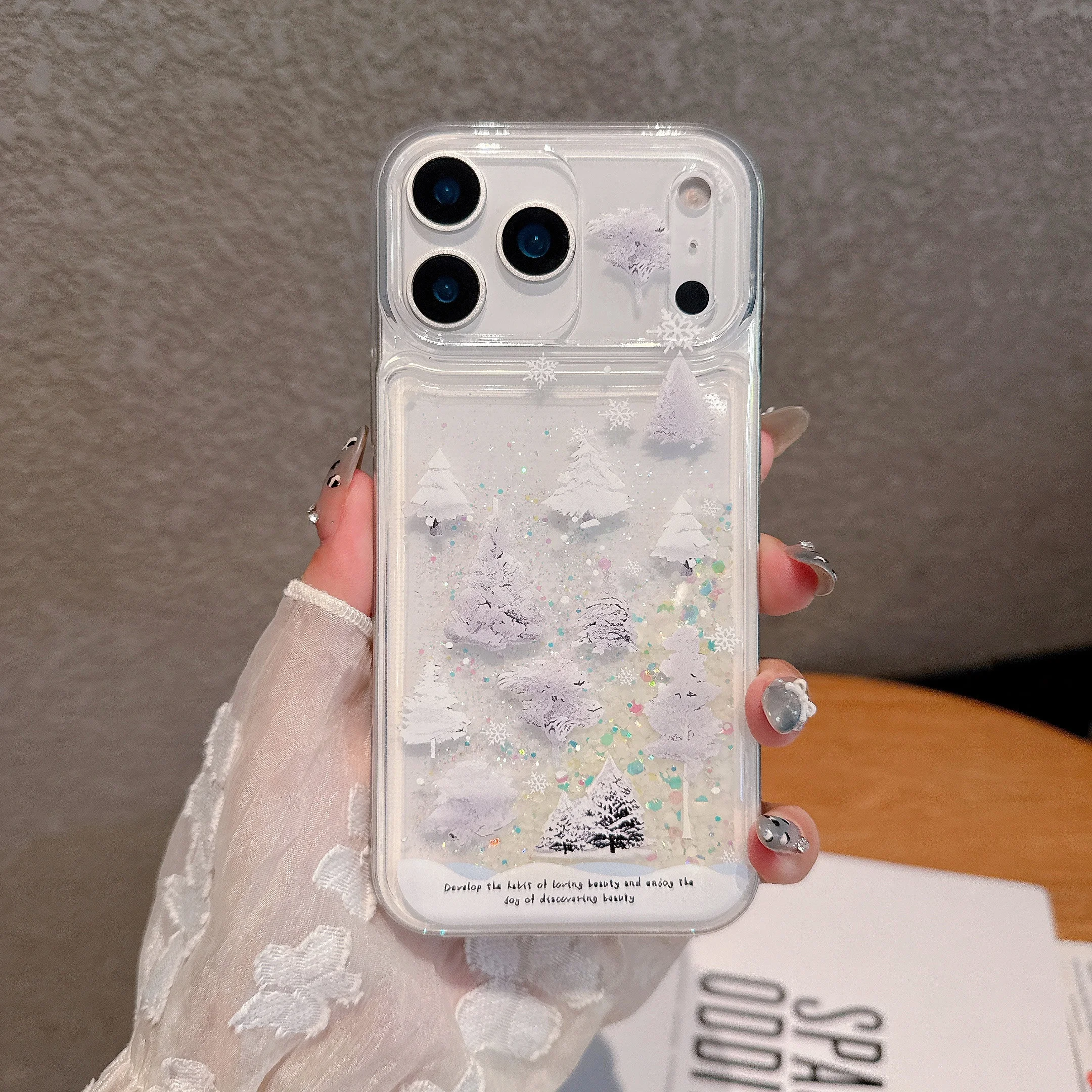 Noctilucent Quicksand Glitter Flowers Phone Case with Bling Diamond Epoxy Cover