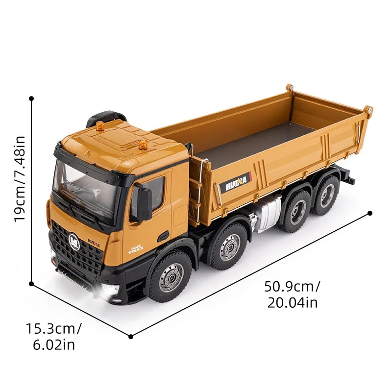 Huina Large 50Cm Rc Dump Truck 1536 12Ch 1/14 Alloy Remote Control Engineering 8Wheel Heavy-Duty Dump Truck Cargo Model Boy Gift