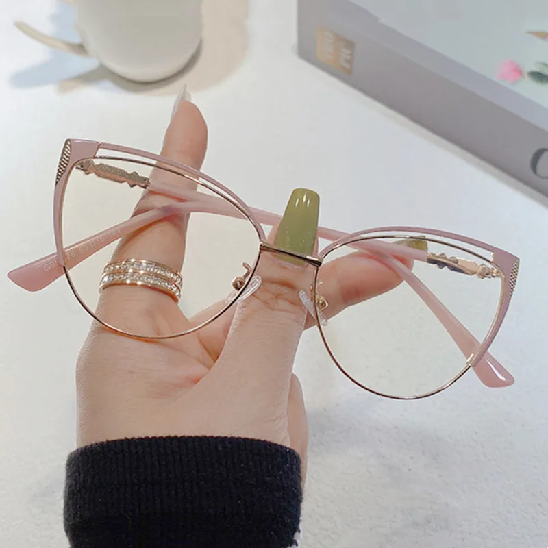 NewBrandDesignRetroLadyCatEyeFramePhotochromicAntiBlueLight