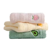 1Pc 26x48cm Fruit Embroidered Bamboo Cotton Solid Color Children Small Hand Face Towel 1