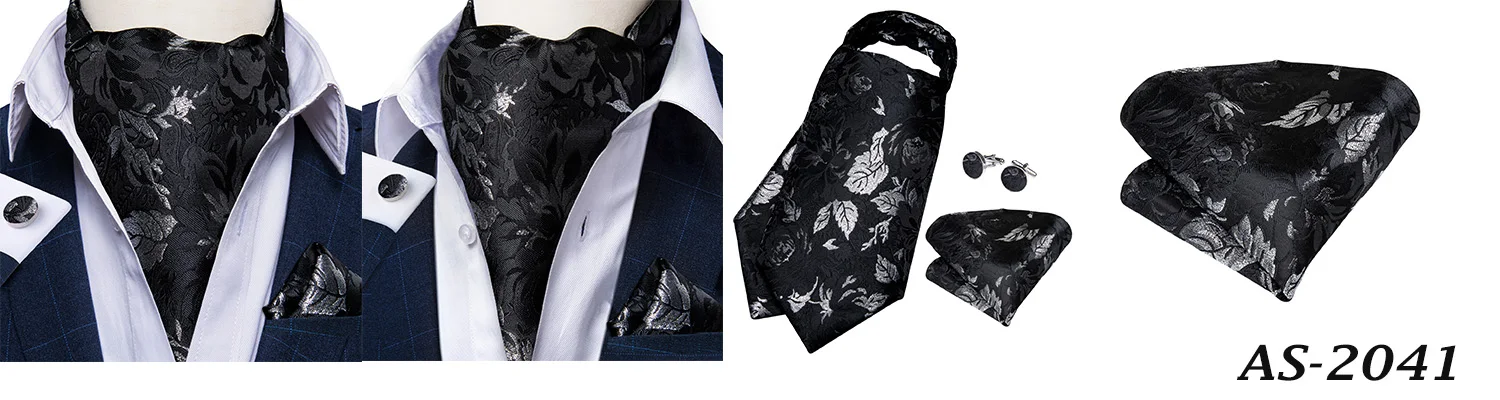Jacquard Männer Plaid Ascots Mode Paisley Krawatten Hochzeit Formale Krawatte Ascot Britischen Gentleman Weiche Polyester Luxus Grau Krawatte – Detail 20