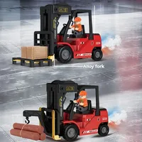 1/24 Car Model Alloy Light Music Spray Remote Control Forklift 11 Channel Engineering Car Remote Control Crane Boys Kids Toys 1