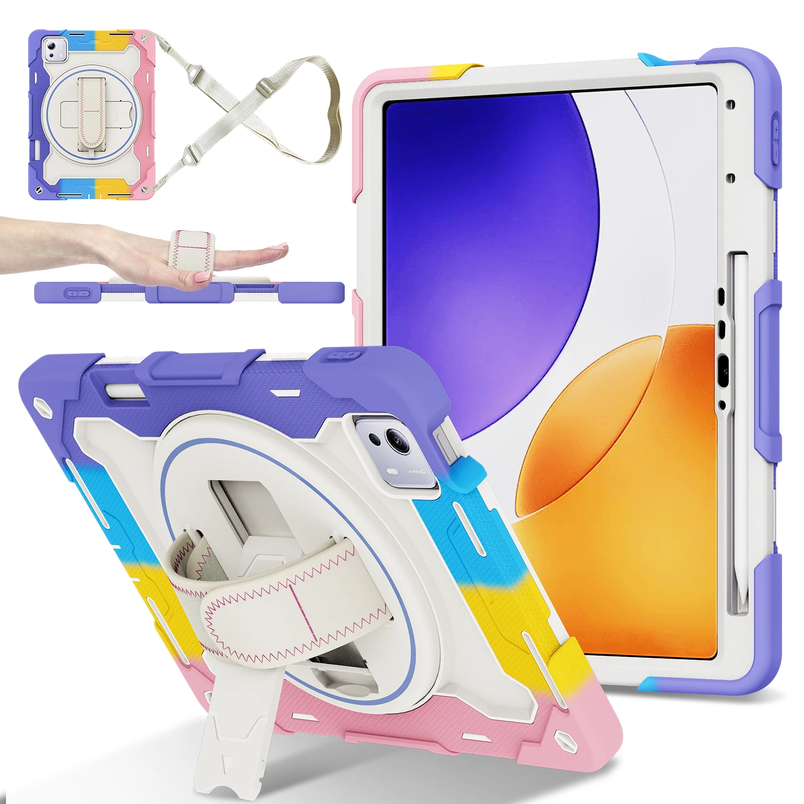 Durable 360° Rotating Kids Safe Rugged Stand Case - Shockproof Silicone Armor Cover