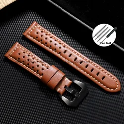 Luxurious Handmade Cowhide Leather Watch Band - Breathable Men's Strap Accessories - 20mm (Brown)