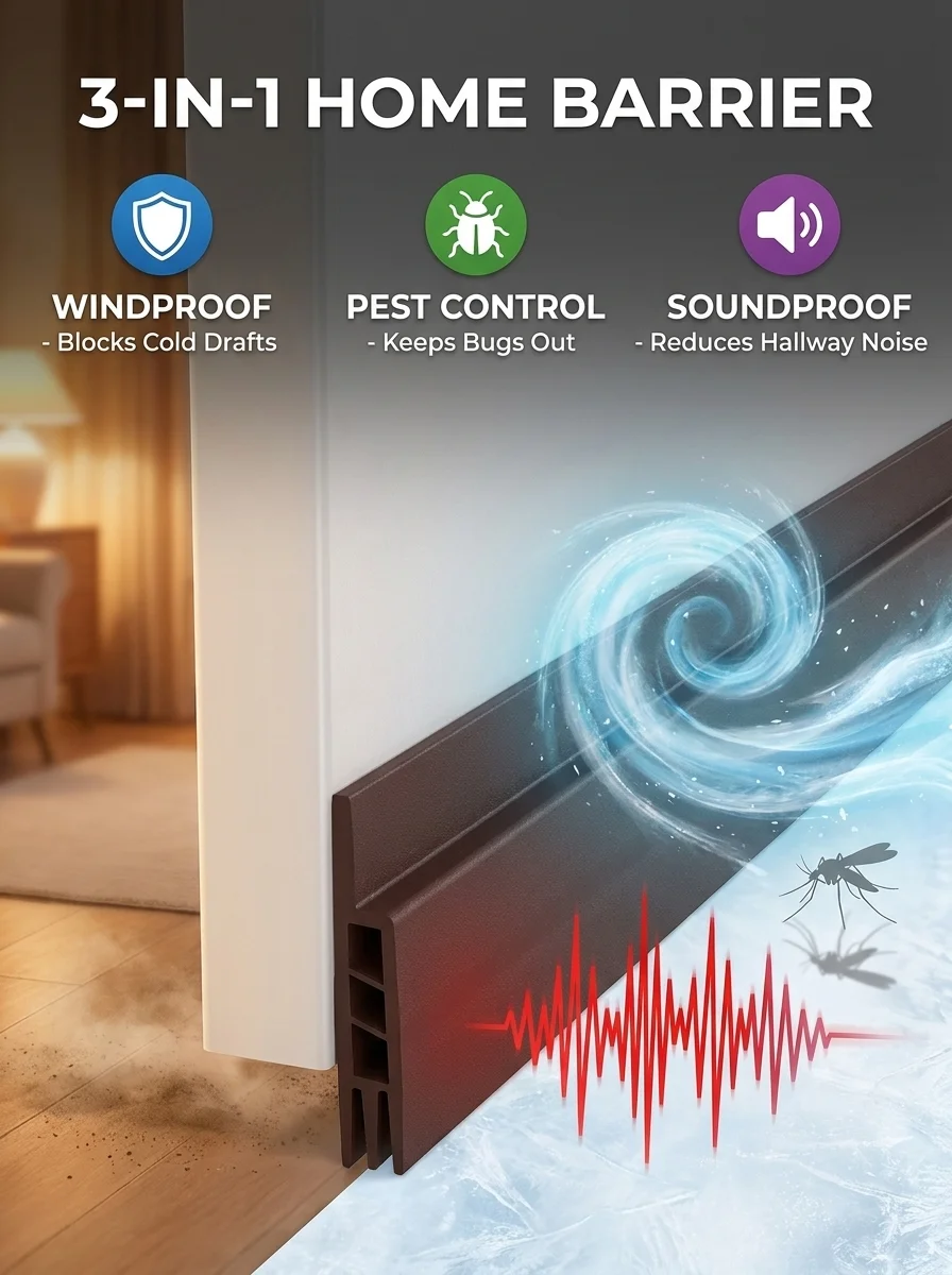 Self-Adhesive Door Seal Strip for Soundproofing and Draft Prevention