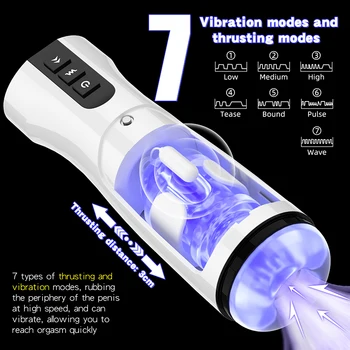 Male Automatic Telescopic Insertion Heating Vibration Fake Vagine Masturbator Men's Masturbations Cup Sex Toys Men Adult Goods