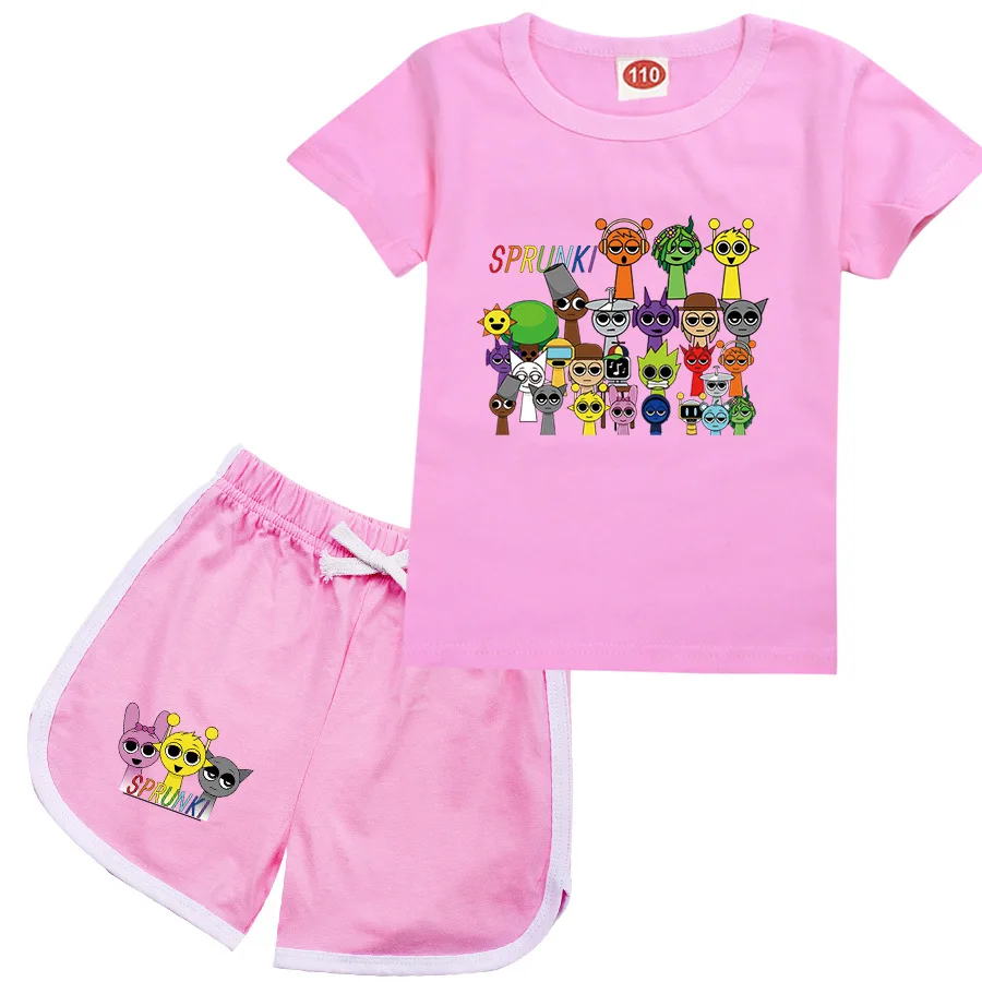 Sprunki Cartoon Clothes for Kids Summer Clothing Set for Boys and Girls Sports Suit T Shirt and Pants Baby Outfits Pajamas Best 6