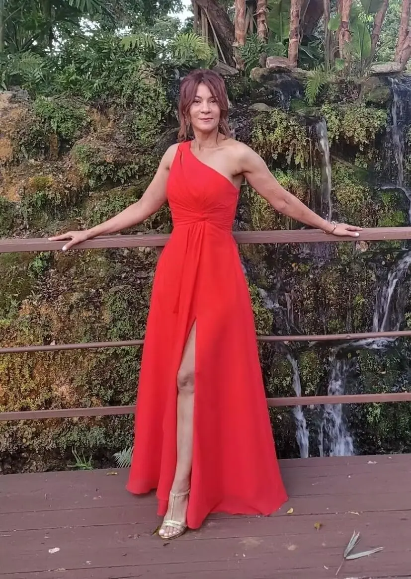 Customized Chiffon One Shoulder Bridesmaid Dress with Pleated Bodice Long A Line Formal Dresses for Women with Slit - 5