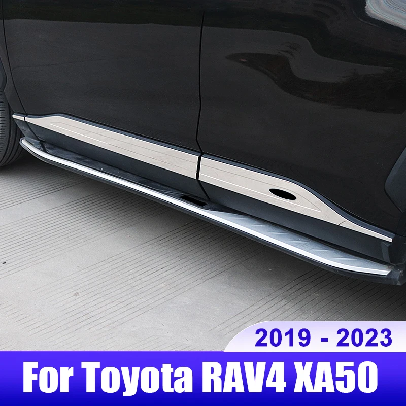 

For Toyota RAV4 XA50 2019 2020 2021 2022 2023 RAV 4 Hybrid Car Side Skirt Stickers Cover Side Body Door Trim Strips Accessories