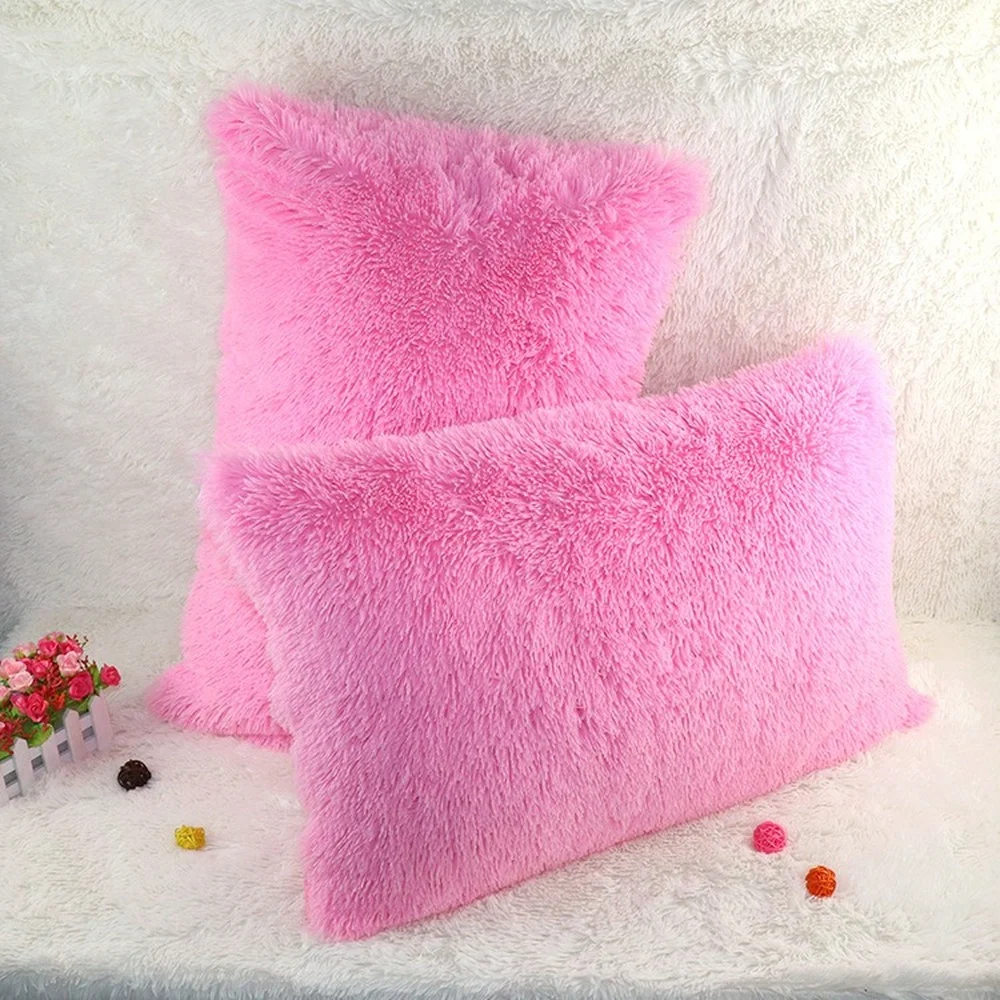 2Pcs/Lot Fluffy Plush Pillow Case 50x70cm Pillowcases Faux Fur Shaggy Soft Pillow Covers for Living Room Bedroom Home Decor