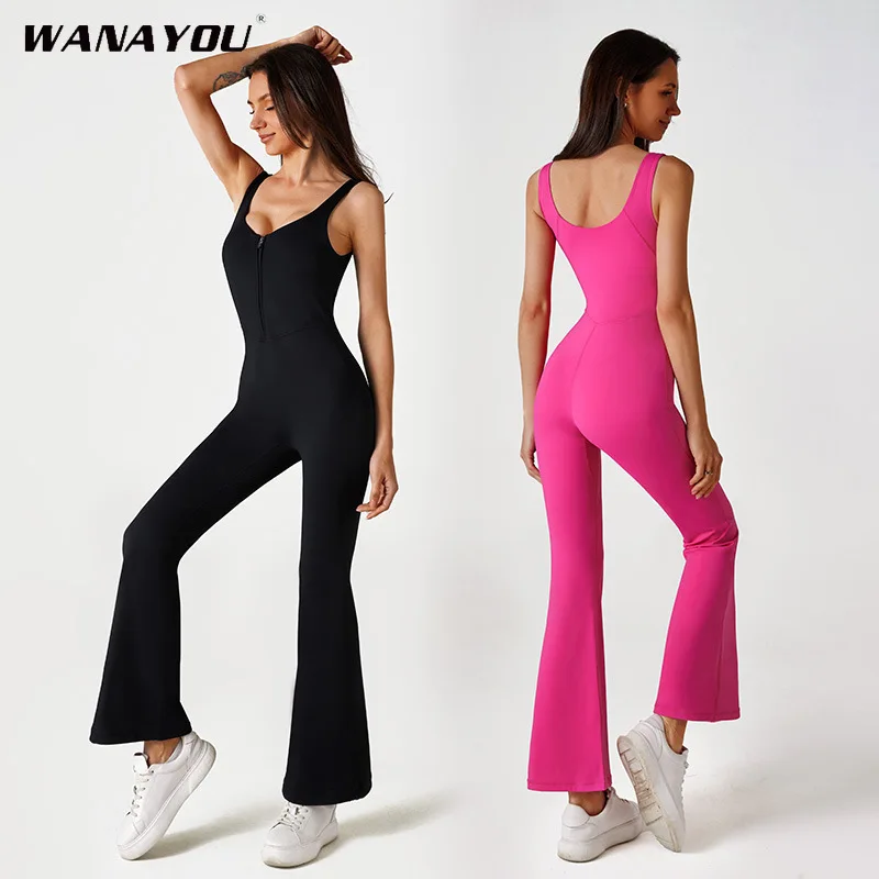 

Yoga Set Women's Jumpsuits One-Piece Suit Zipper Short Sleeve Gym Push Up Workout Clothes Fitness Bodysuit Sportswear Tracksuit