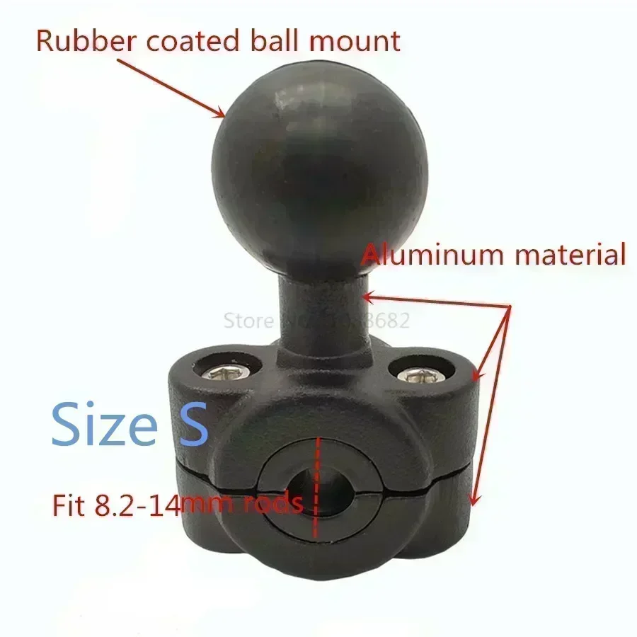 Universal Motorcycle Mount with Ball Head and 10mm Base Hole, Black