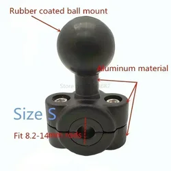 Universal Motorcycle Mount with Ball Head and 10mm Base Hole, Black - Rod Size S