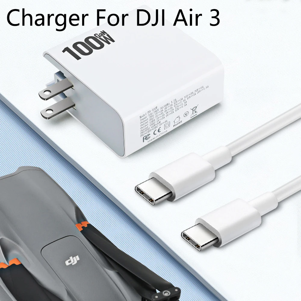 Зарядное устройство USB 100 Вт для DJI AIR 3, дорожная настенная зарядная головка, адаптер для телефона, портативная европейская вилка для DJI AIR 3, аксессуары для аккумуляторов дрона