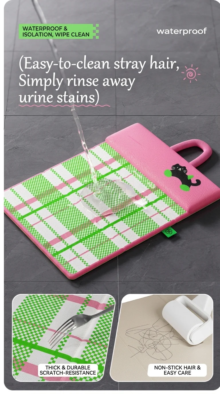 Portable Pet Cooling Mat With Pillow Foldable Waterproof Dog Bed_voghion.com