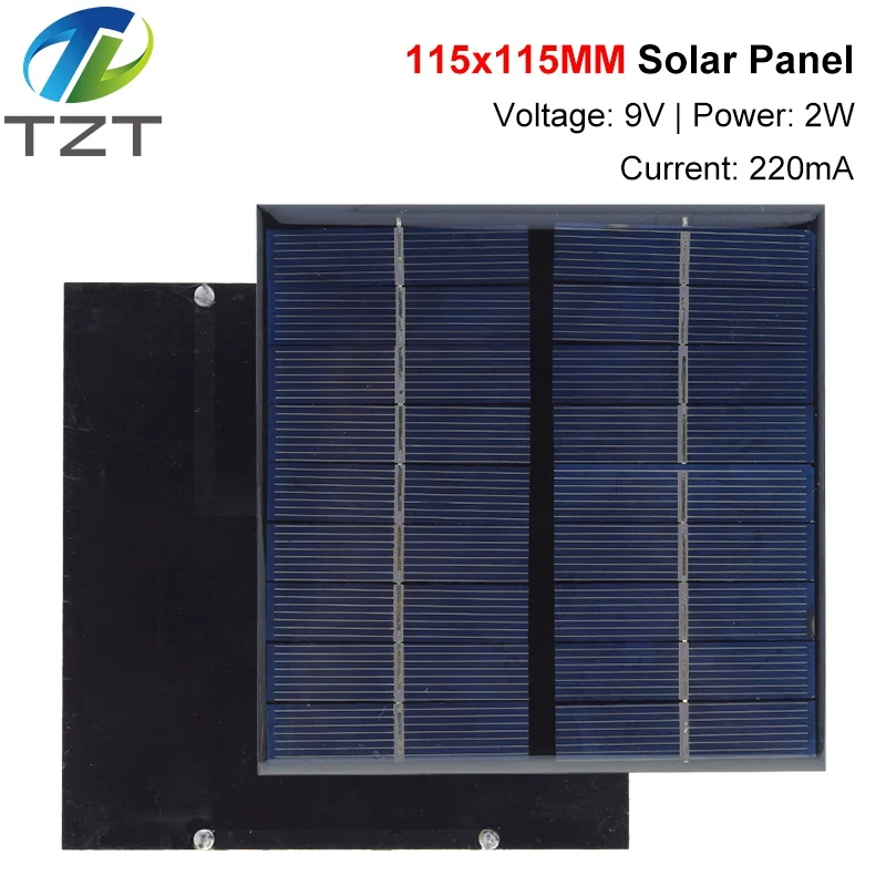 DIYTZT 1/3PCS 9V 2W 220MA Solar Panel 115X115MM Mini Solar System DIY Für batterie handy ladegeräte tragbare solar zelle