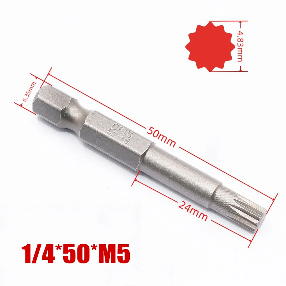 50 mm 12-Punkt-Torx-Schraubendreher-Bit, Sechskantschaft, magnetisch, M5, M6, M7, M8, M10, M12, elektrischer manueller Schraubendreher, Luftbohrer – Detail 4