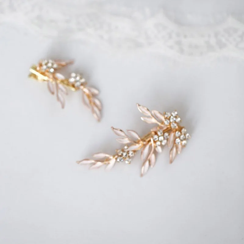 Bridal Hair Clips Pins Gold Color Leaf Girls Headpiece Handmade Wedding Prom Women Hair Piece Accessories