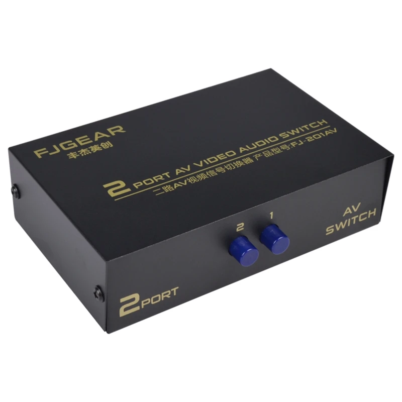 2 Port RCA 2 in 1 out Composite Video L/R Selector Box for DVD Player
