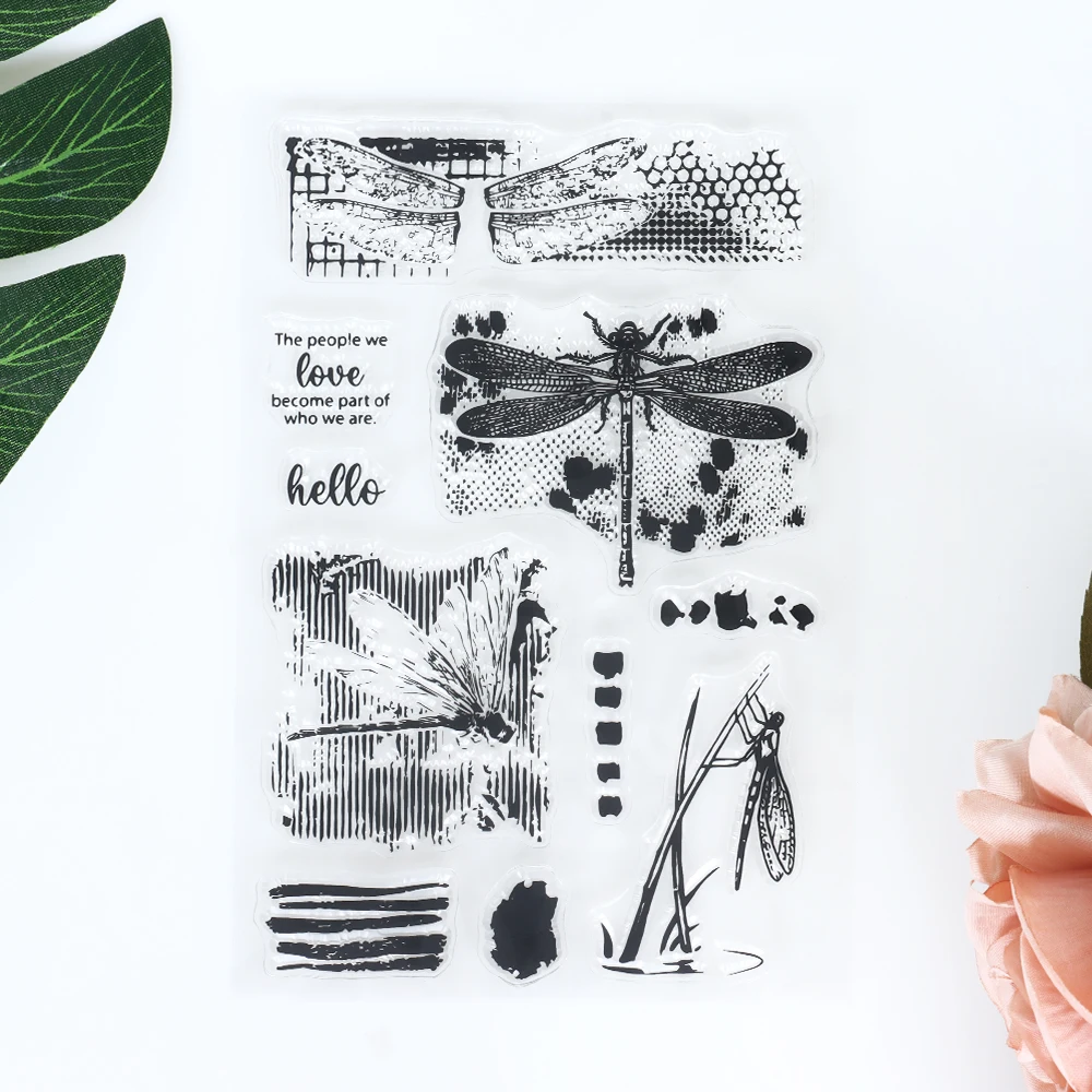 Retro Animal Silicone Clear Stamps Diy Journal Planner Scrapbooking Craft Supplies Watercolor Dragonfly Transparent Rubber Stamp