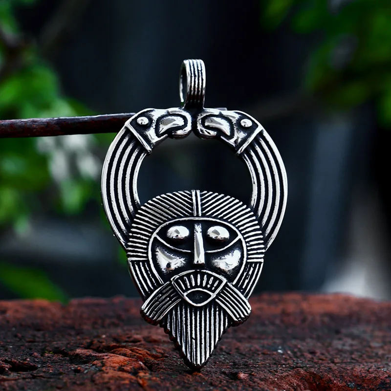 BEIER 2023 New Style Stainless Steel Viking Celtic Odin Vegvisir Pendant Viking Double Raven Pattern Jewelry For Men Gift