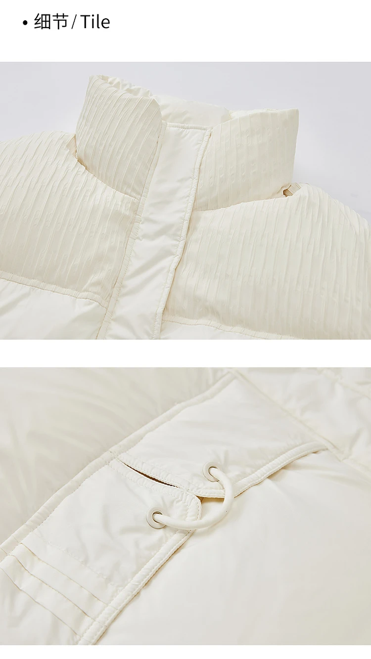 SENTUBILA Women's Cropped Down Coat 2024 Winter Fashion Puffer Jacket 90% White Duck Down Stand Neck Outerwear Ladies W44Y56273