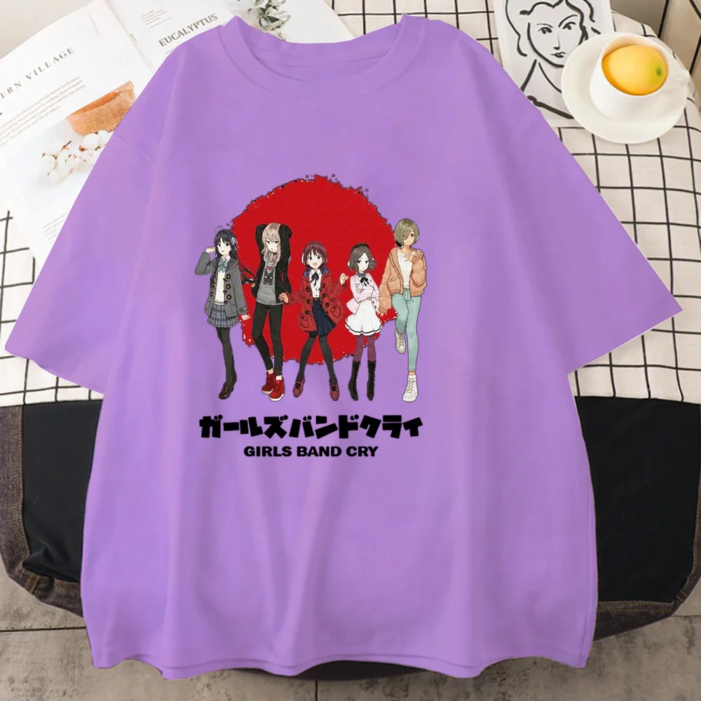 Women's new GIRLS BAND CRY pattern T-shirt anime personality