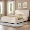 Bed Frame and Headboard, Boucle Upholstered Platform Bed Frame, Modern Style, Soft Rounded Corners, No Box Spring Required, 6