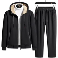 Ensemble de survêtement en cachemire d'agneau pour homme, sweat-shirt à capuche en laine, épais et chaud, vêtements de sport, ensemble deux pièces décontracté 2