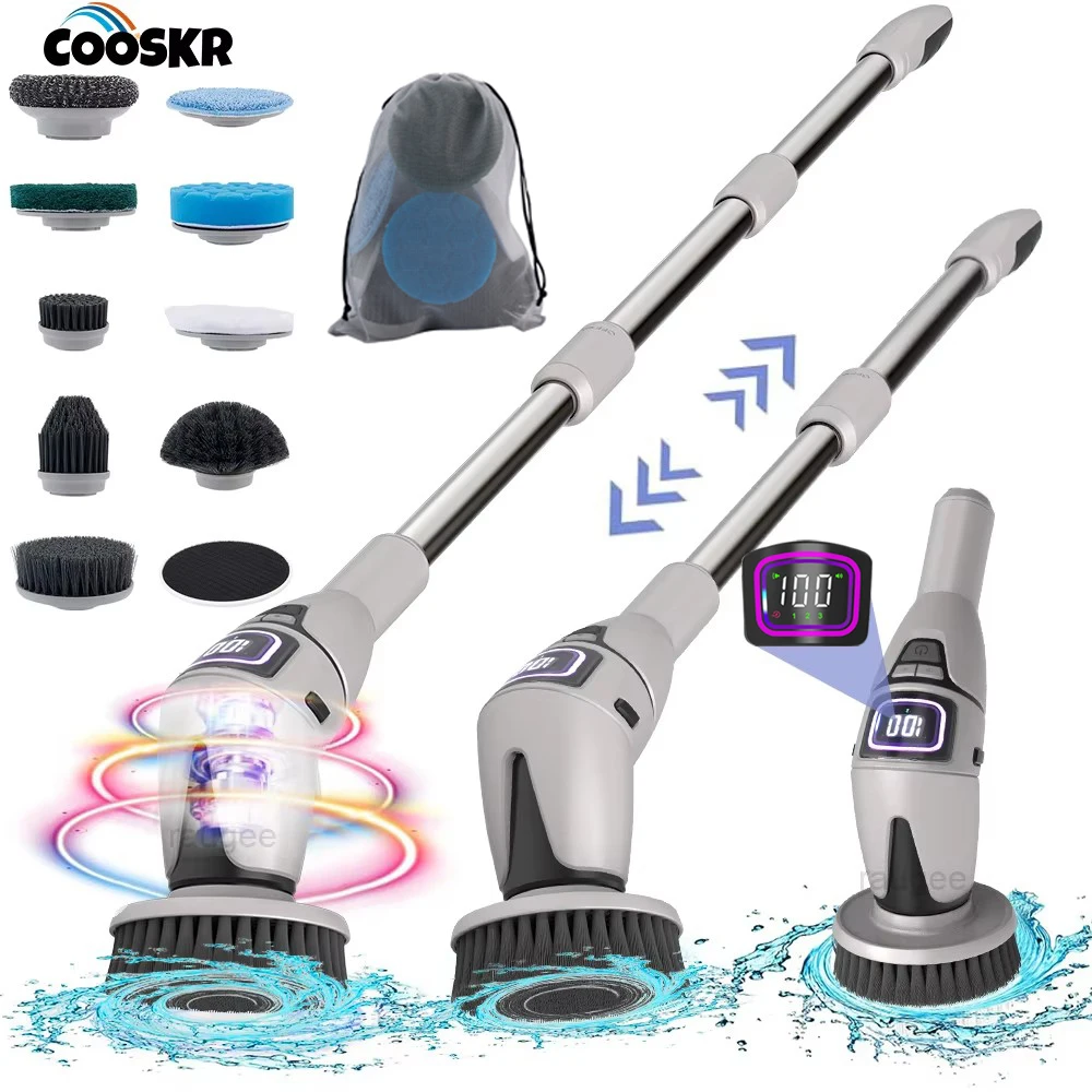 Electric Cleaning Brush 10in1 Multifunctional Wireless Spin Cleaning Brush for Bathroom Toilet Household Rotating Cleaning Brush