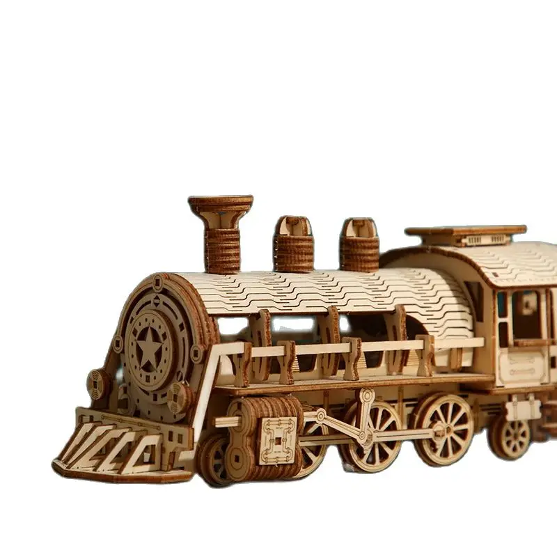 3D Puzzles Movable Classic Steam Train,Car,Jeep,Truck Assemble DIY Toys Gift for Child Adults Wooden Model Building Blocks Kits 3