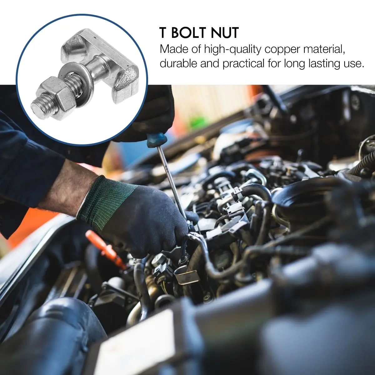 2 Pcs Stainless Steel T-bolt Nut Bolts and Nuts Cable Terminal Car Screw