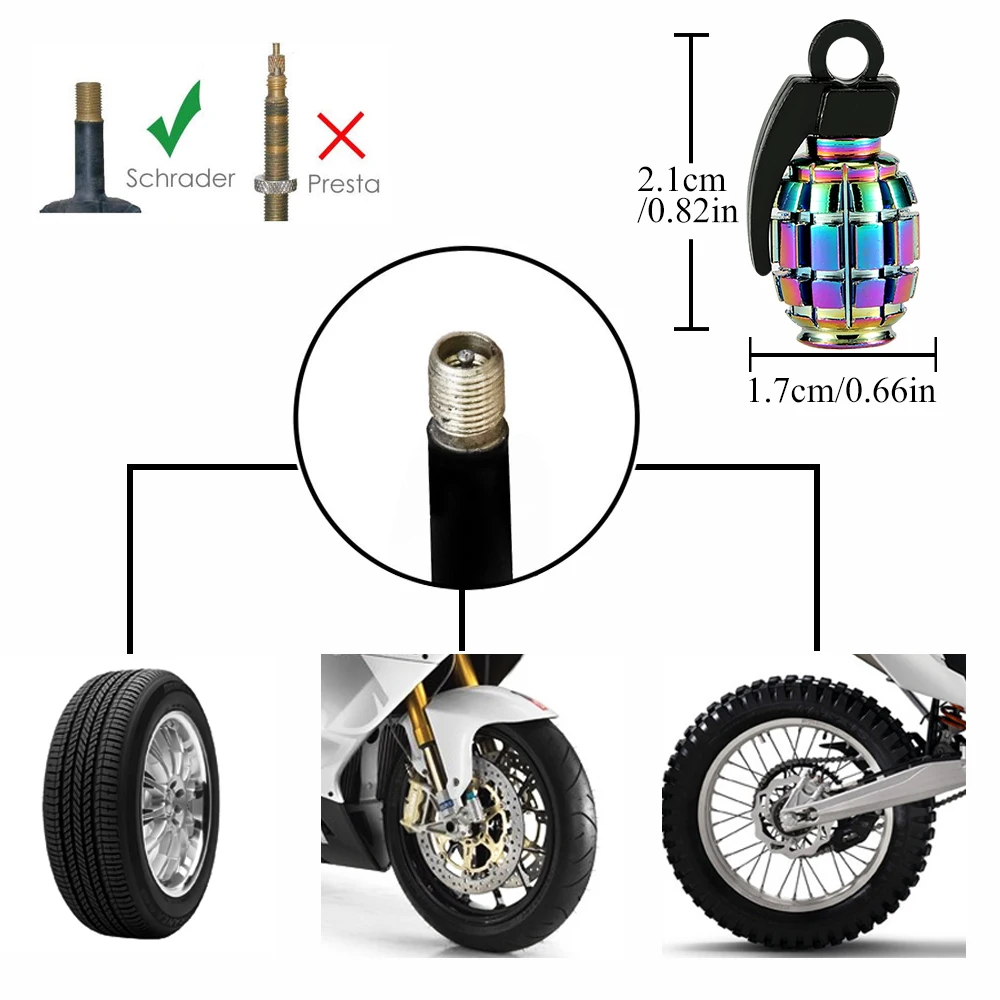 2 Tappi Per Valvole In Lega Di Alluminio - Argento - Diametro 6 Mm - Universali Per Auto, Moto, Bici, SUV E Camion