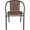 2 Pack Medium Brown Rattan Indoor-Outdoor Restaurant Stack Chair 6