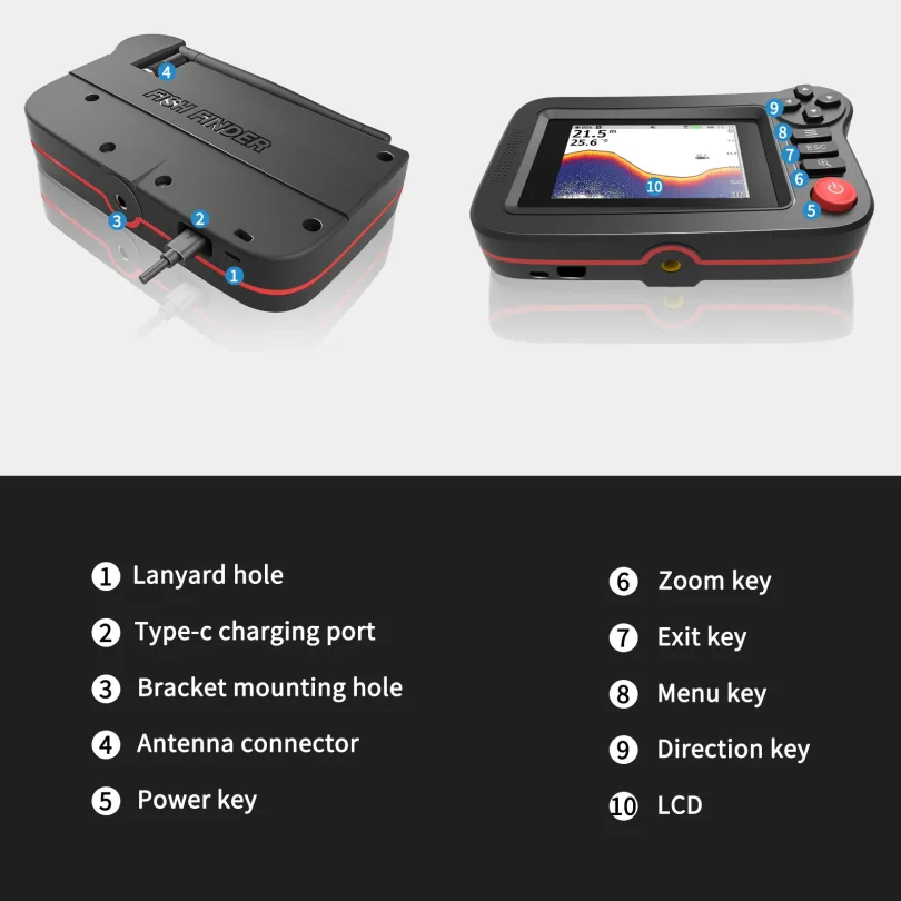 스마트 어군탐지기 휴대용 어군탐지기 및 수심탐지기 (도크, 해안에서의 레크리에이션 낚시용) 도매