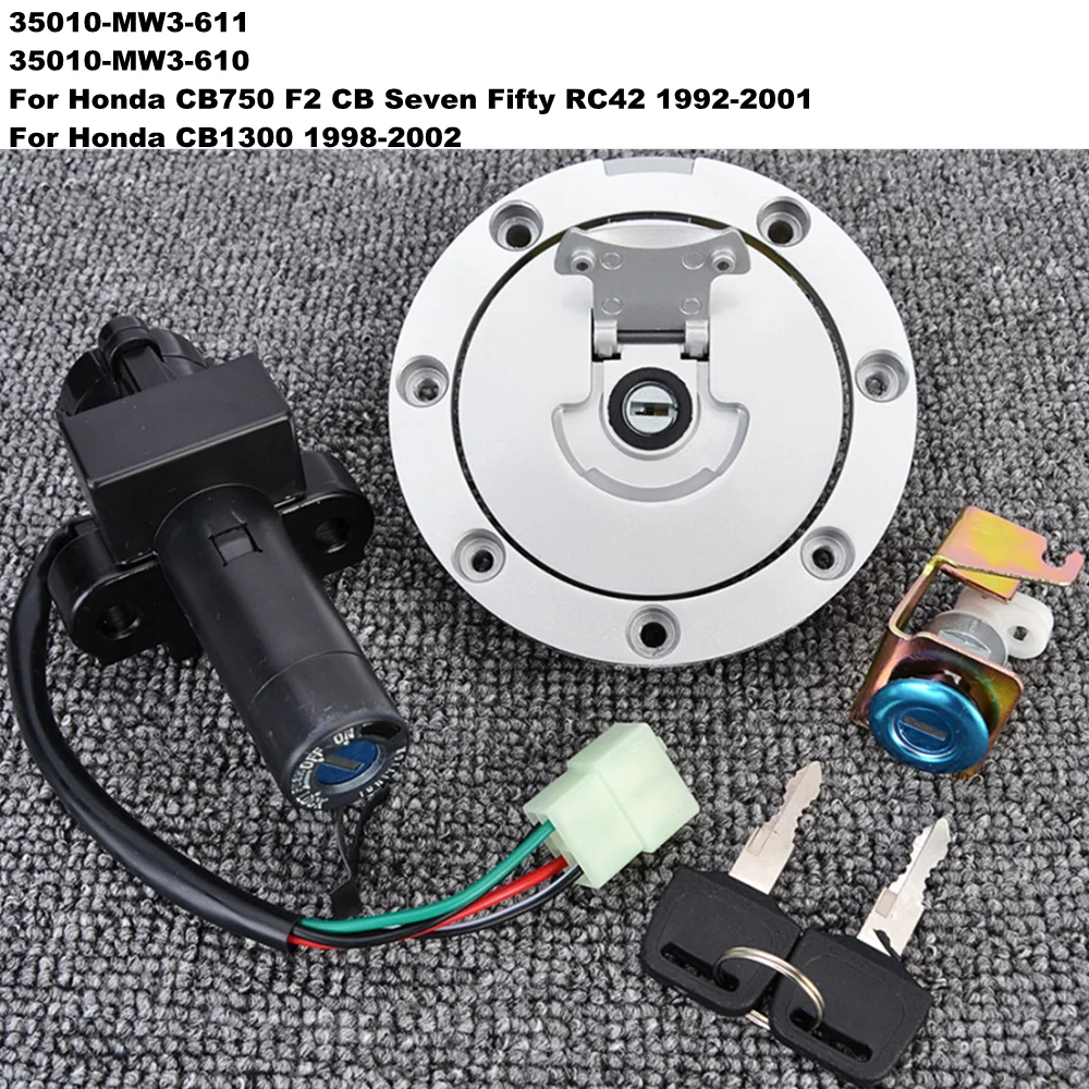 

Ignition Switch Fuel Gas Cap Seat Lock Key Kit For Honda CB750 F2 CB 750 Seven Fifty RC42 CB1300 35010-MW3-611 35010-MW3-610