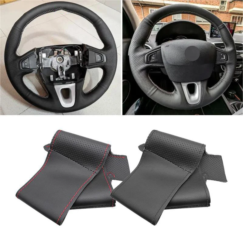 Cubierta De Volante De Cuero Cosida Para Renault Megane 3/Scenic/Fluence ZE 2009-2016 - Negro, DIY