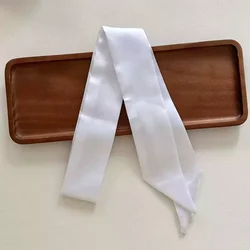 Women's Long Skinny Silk Satin Hair Scarf - Elegant Solid Color Fashion Accessory (White)