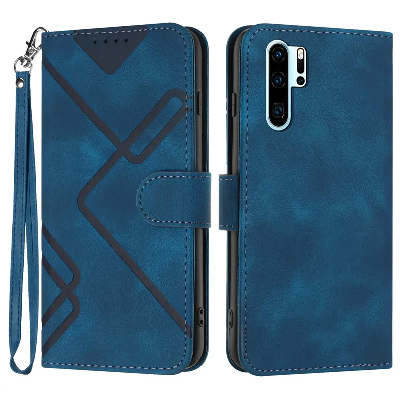 Geometric Pattern Wallet Flip Leather Case with Magnetic Closure