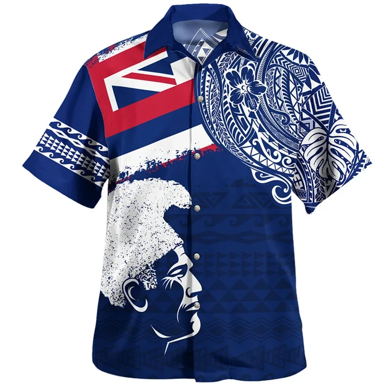 thumbnail image 1 of Camisetas hawaianas polinesias americanas con impresión 3D completa para hombre, camisetas de playa de manga corta de gran tamaño a la moda de verano, 1 of 4