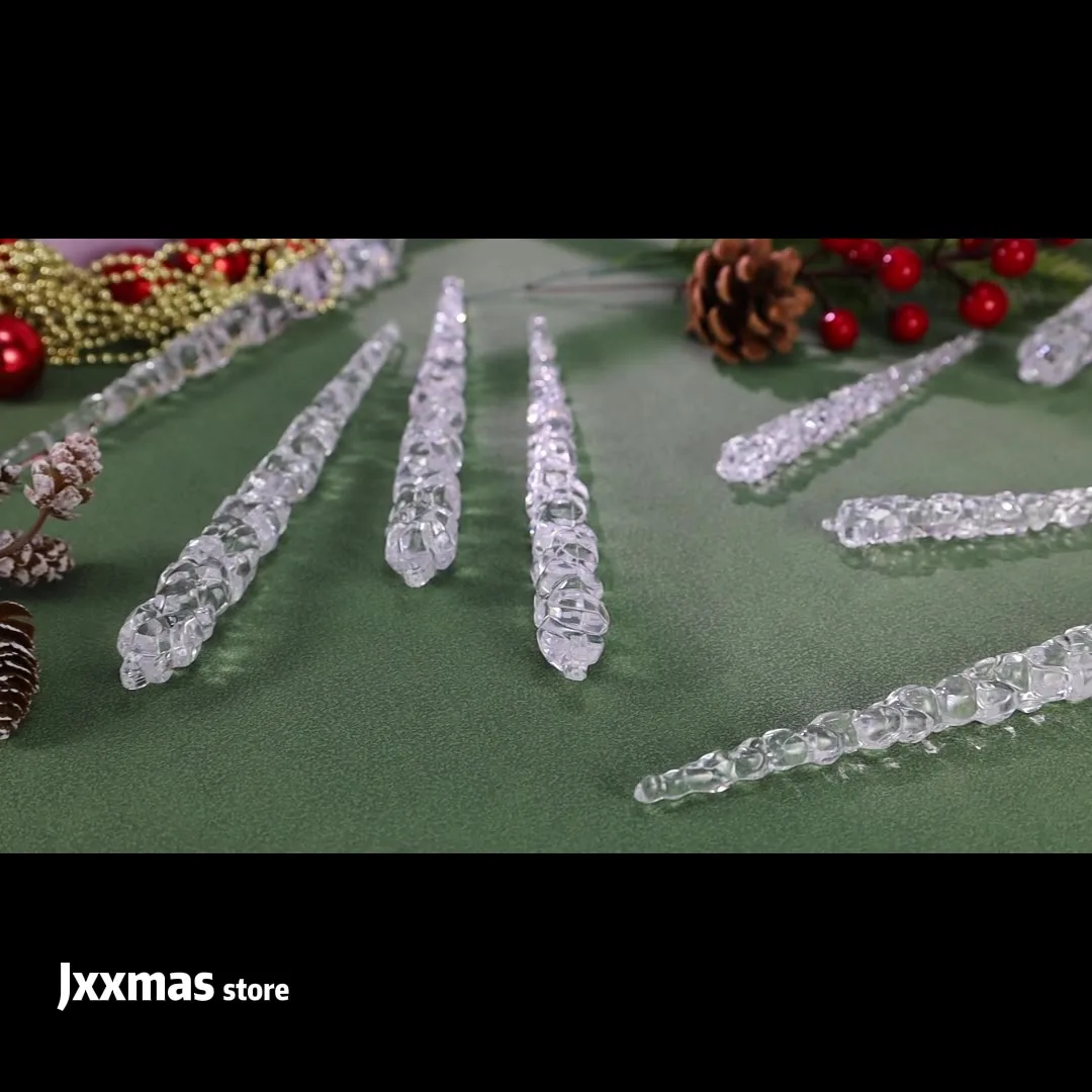10 Stck Weihnachten Eiszapfen Anhnger Mit Kristalllinie  Klarer  Christbaumschmuck Set