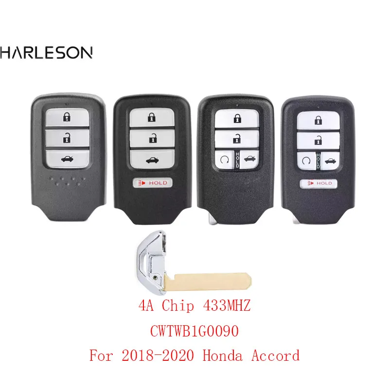 Aftermarket Remote Key 3/4/5Buttons For Honda Accord sedan 2018 2019 Keyless Entry 4A 433Mhz  72147-TVA-A01 FCC ID CWTWB1G0090