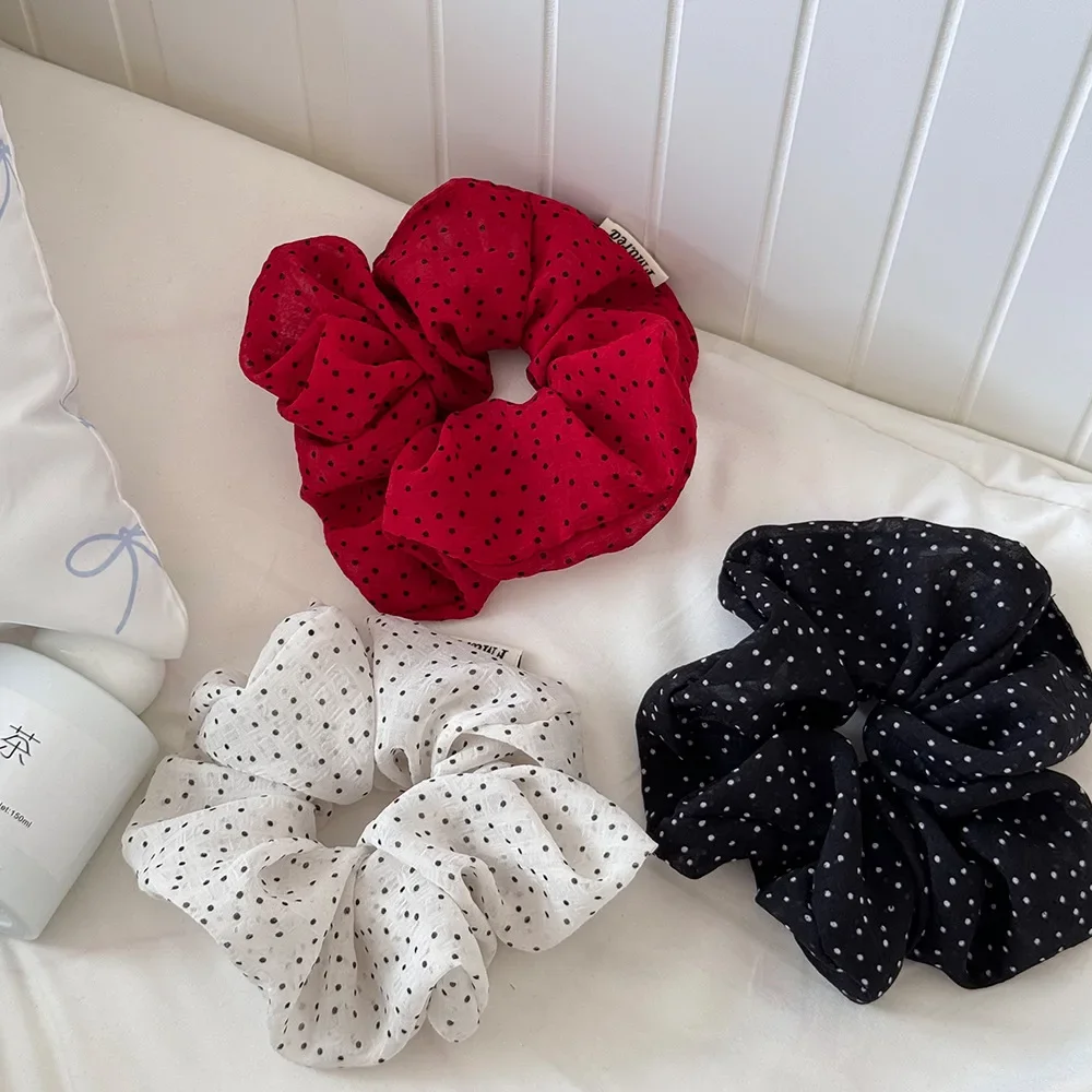 Women's Stylish Scrunchies - French-Inspired Polka Dot & Striped Hair Ties