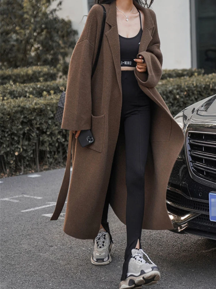 

Coats for Women 2024 New in Autumn Sweater Cardigan Oversize Laziness Elegant High-end Long Knitted Cardigan Women's Clothing