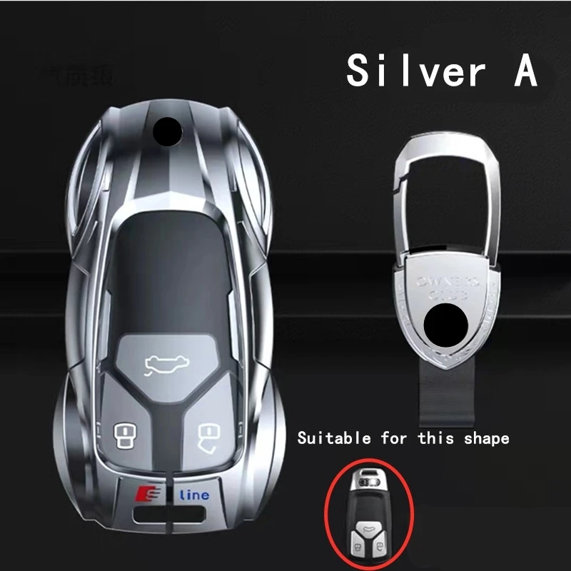 Zinc Alloy Car Key Case Cover with Boutique Metal Leather Keychain for AUDI A6 A4 A3 Q2 Q3 Q5 Q7 A7 A8 Car Key Shell Protector key case key case cover car key shell