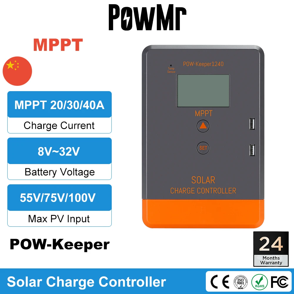 Powmr 12v 24v 20a 30a 40a 100 mppt charger